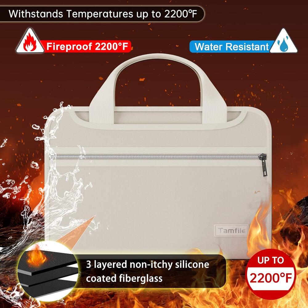 Tamfile Fireproof Accordion File Folder with Handle, Document Organizer Expandin - Picture 3 of 7